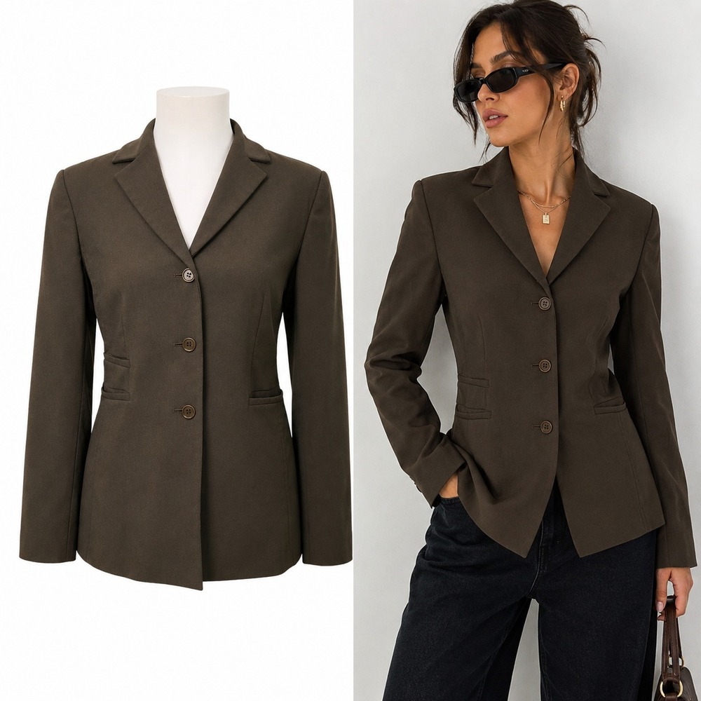 VTG 90s Jacket BCBG Blazer Max Azria Olive Green Y2K Dark Academia Office Size 4